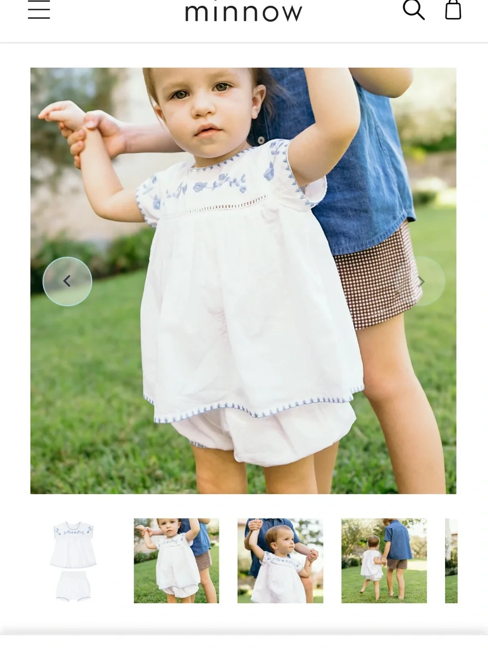 Minnow White & Blue Embroidered Kids Matching Set